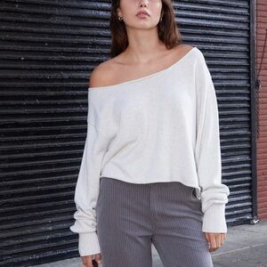 john galt gray off the shoulder sweater
